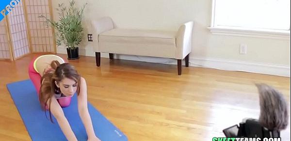  Brunette aroused while doing yoga